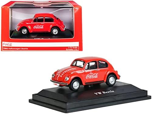 1966. Volkswagen Beetle Coca-Cola Red 1/72 Diecast Model Car by MotorCity Classics 472005