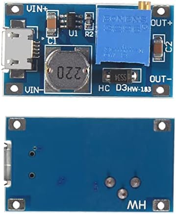 DIANN 20PCS MT3608 Pojasni modul DC-DC STEP UP MODUL SA MICRO USB 2V-24V do 5V-28V 2A Izlazni naponski regulator Podesivi napajanje
