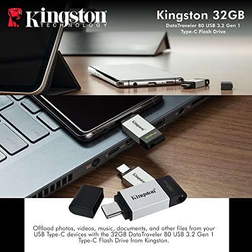 Kingston 32GB DataTraveler 80 Prijenosni lagani USB flash pogon - DT80/32GB W/USB 3.2 Gen 1 Type -C veza, 200 MB/s brzine čitanja +