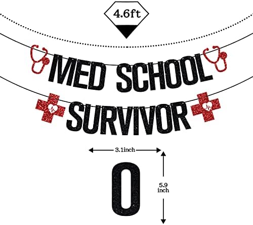 MED School Survivor Banner, Čestitamo liječnik Banner, 2023. Ukrasi za diplomiranje doktora, Osiguravanje za uređenje medicinskih škola