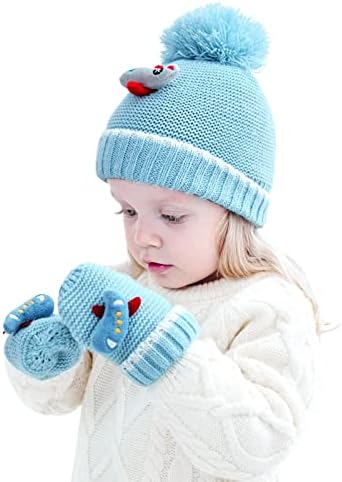Qvkarw šešir zimske rukavice set pletena dječja crtana zrakoplova vunena šešir za bebe briga bebe djevojke djevojke