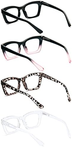 ; 4 pakiranja naočala za čitanje za žene u stilu Oprah prevelike četvrtaste naočale s opružnom petljom koje blokiraju plavo svjetlo