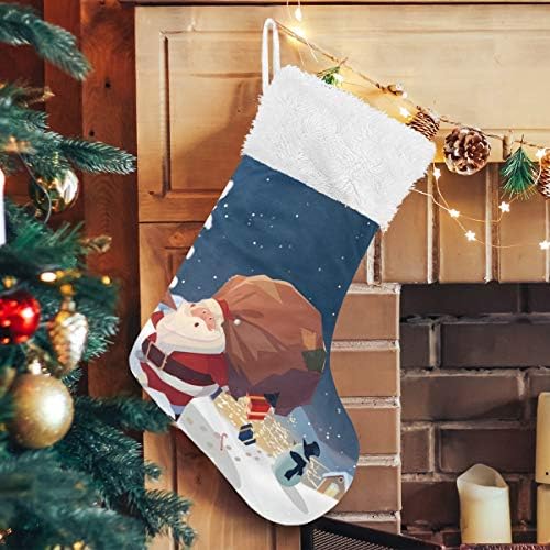 Pimilagu božićni Djed Mraz božićne čarape 1 pakiranje 17.7 , viseće čarape za božićni ukras