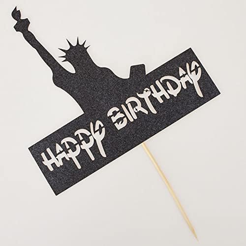New York tematski sretan rođendan torta Topper Lady Liberty New York Landmark Birthmany Dekoracija Black Glitter