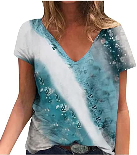 Ženski topovi, elegantna ležerna modna košulja s izrezom u obliku slova u, bluza kratkih rukava s cvjetnim printom, labavi top 2023,