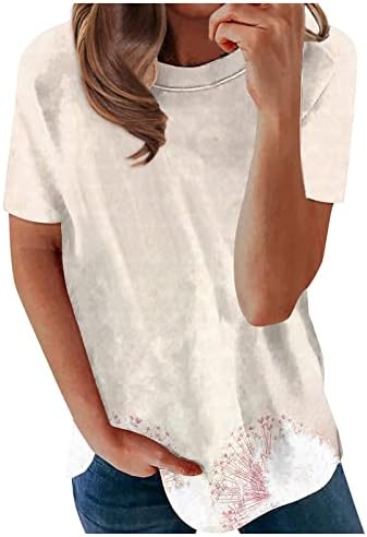 Ženska simpatična grafička grafička posada kratki rukav redovito fit casual majice majice vrhovi labava bluza s tunikom