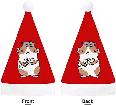 Diplomski Božićni šešir zamorca Djed Mraz Kratki pliš s bijelim manšetama za muškarce žene Božićni blagdanski ukrasi za zabave