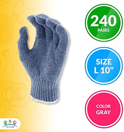 AMZ 240 Pack Blue sive pletene rukavice za muškarce 10 Pamučne rukavice za pranje pamuka s elastičnim pletenim zglobom 10 oz. Pamučne