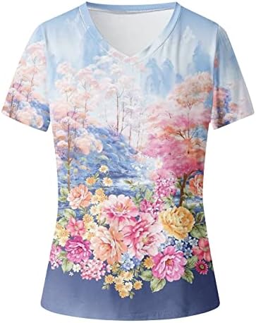 Ženski brod vneck vrat pamuk cvjetna grafička grafička sretna poklon salon za valentine majice bluze za dame jesen ljeto af