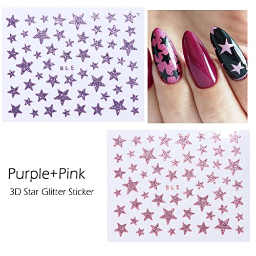 10pcs 3D sjajni naljepnice za nokte za umetnice noktiju Sparkle Starke Stars Art naljepnice samoljepljive naljepnice za nokte 4. srpnja