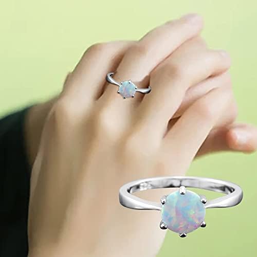 Šareni set prstenova jednostavan modni prsten s opalom srebrni prsten poklon za Valentinovo za žene prsten s mašnom