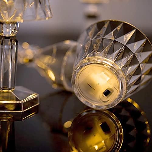 Mapperz bežična stolna svjetiljka, prijenosna kristalno bijela staklena plastična svjetiljki sa zlatnom žaruljom za čitanje stola,