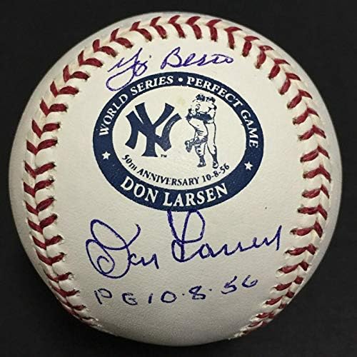 Don Larsen Yogi Berra potpisao 50. anniv logotip bejzbol ws savršena igra Auto PSA - Autografirani bejzbol