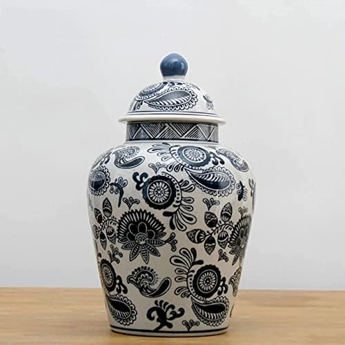 Aadecor keramičke staklenke, čajne staklenke, staklenke za pohranu u kineskom stilu, staklenke đumbira hram tegl plava i bijela đumbira