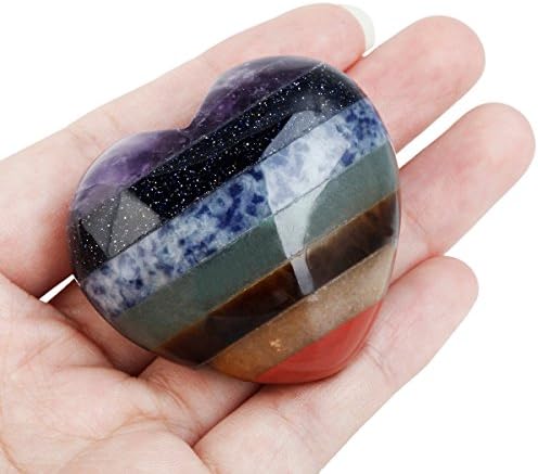 Rockcloud Healing Crystal 1,6 inčni dugački srce ljubav rezbareni kamen za brigu o palmi, drvo života orgonit piramida ametist kristalna