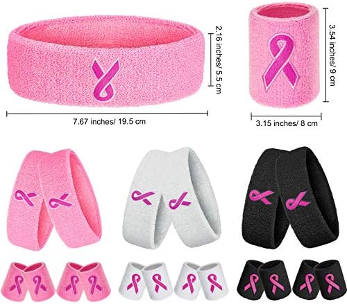 Set od 18 traka za svijest o raku dojke uključuje 6 traka za sportsku traku za glavu s trakom i 12 traka za narukvice pamučna Sportska