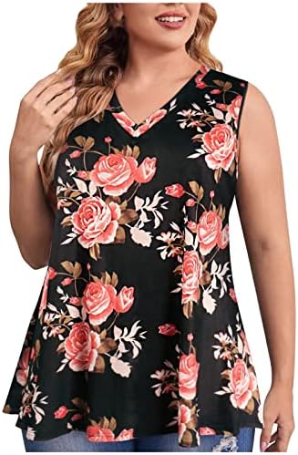 Camisole tenk Osnovna košulja za ženske bez rukava dubok v vrat božur cvijet grafičke prevelike bluze prsluk tee dame dame