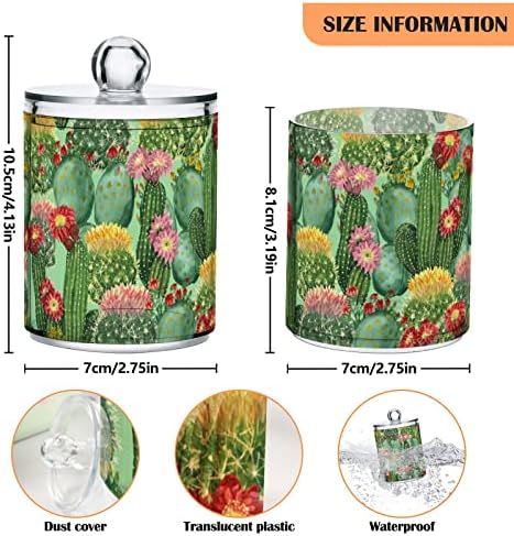 Akvarelni kaktus zeleni pamučni nosač brisača za kupaonice staklenke s poklopcima s poklopcima postavljene pamučne kuglice okrugli