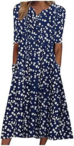 Ženske ljetne haljine 2023 cvjetna džepna haljina kratkih rukava Slatka Seksi elegantna udobna ležerna haljina