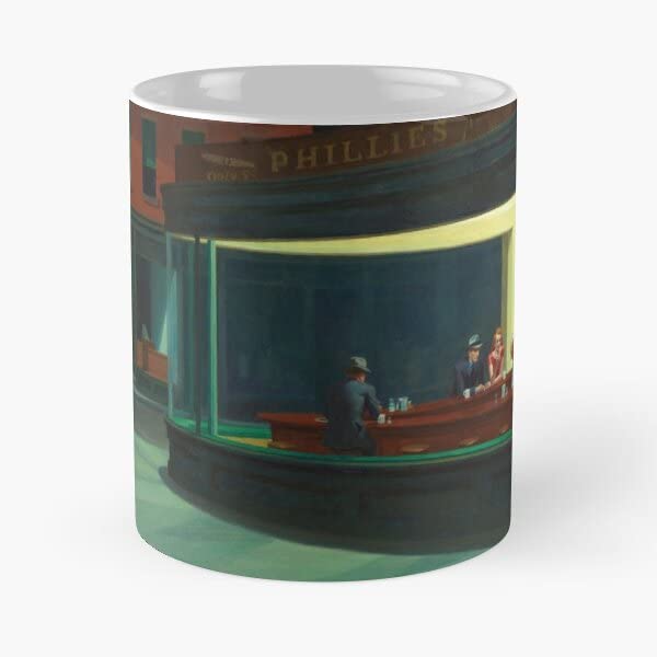 Nighthawks by Edward Hopper 1942 Klasična šalica za kavu s dvostranim šalicom čaja za čaj od bijele keramičke šalice za božićni odmor