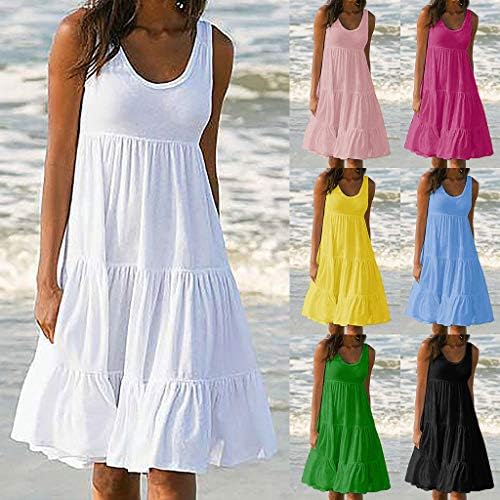 Ruive ženska odjeća za plažu casual zabava bez rukava labava naplaćena večernja mini haljina