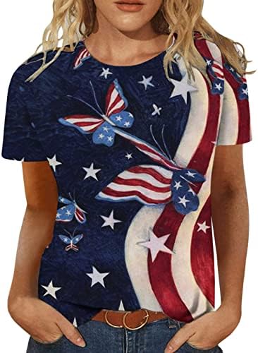 Majica američke zastave Žene Patriotske zvijezde Stripes majica 4. srpnja Top Žene casual grafički print kratki rukav majice