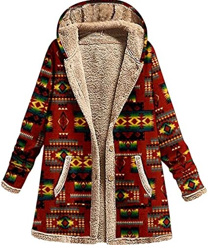 Sherpa obložena jakna Žene vintage zapadnjačke jakne za tisak debeli dugi rukavi Topli zimski kaputi nadmašeni kapuljača