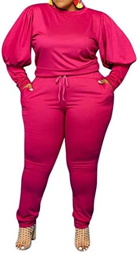 Ženski solidni plus size Sweatsuit Set 2 komada pulover dugih rukava i poteškoće Sweatpants Sportske odjeće setovi