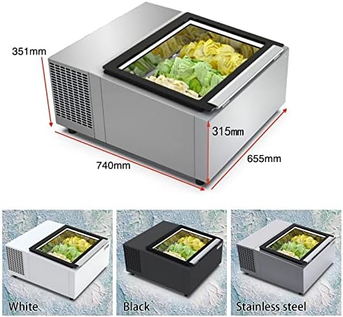 MVCKYI komercijalna izložba s tvrdim sladoledom s 3 kvadratne posude za skladištenje, 1/3gn kapacitet tave u hladnjaku s LED rasvjetom,