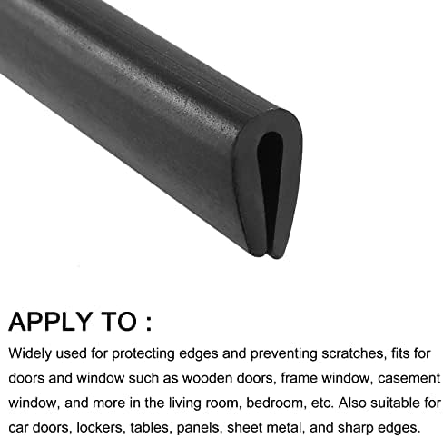 Metallixity rubni oblozi 1pcs, PVC U kanal odgovara 1,5-2,5 mm rub -traka za brtvljenje - za kućna vrata prozor, crni