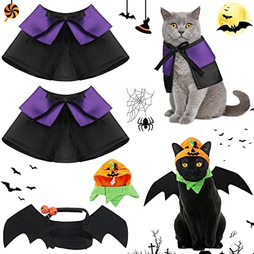 4 PCS Halloween Cat kostim vampirski ogrtač šešir bundeve palica s zvonima za male pseće mačke cosplay smiješan Noć vještica