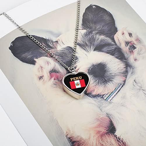 Ogrlica s urnom za kućne ljubimce s printom zastave Perua za pepeo srce Kremacijski nakit spomen privjesak pepeljara držač za pse mačke