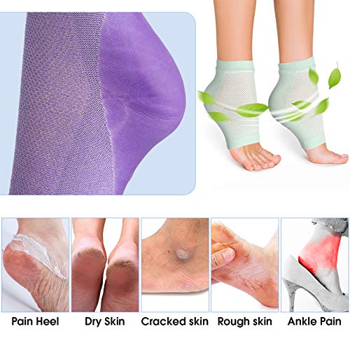 7 pari hidratantnih čarapa za pete hidratantne čarape bez prstiju Spa gel čarape za pete ispucale gel čarape za spavanje za žene i