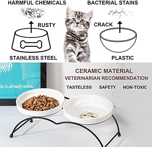 Jemirry podignute zdjele za mačke, keramičke zdjele s mačkama s postoljem za hranu i vodu, povišene zdjele za kućne ljubimce za mačke