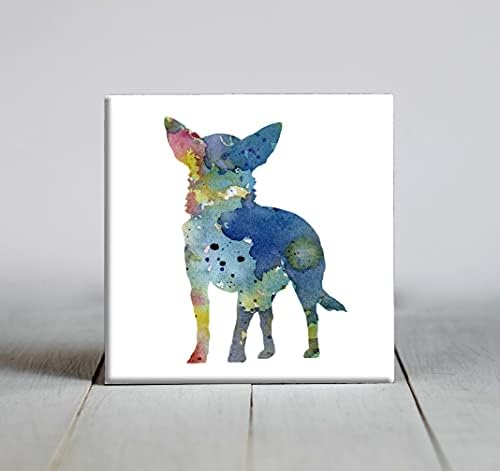 Plavi apstraktni pas Chihuahua Umjetnost akvarela Dekorativne pločice