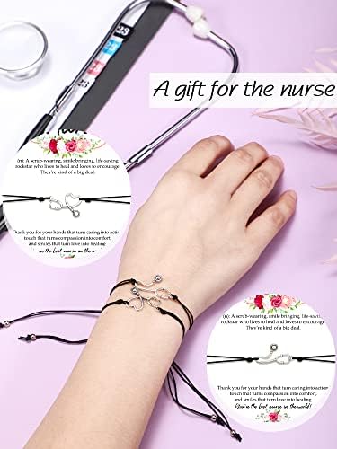 40 setova narukvica s zahvalnicom za medicinske sestre pokloni za medicinske sestre za žene stetoskop narukvica za maturalne poklone