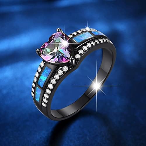 Ženski prstenovi veličina 8 zvjezdica Crni prstenovi u obliku srca puni dijamantni dijamantni Ljubavni prsten od rhinestona elegantan