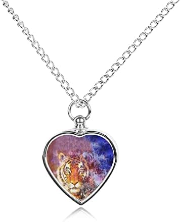 Tigar u svemiru ogrlica s urnom za kućne ljubimce personalizirani držač pepela srce privjesak za uspomenu prilagođeni spomen nakit