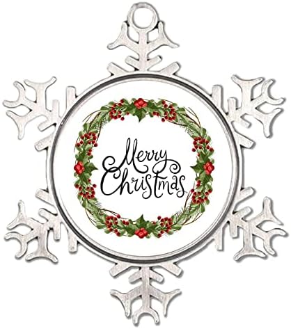 Akvarelni božićni vijenac ukras božićnog drvca ukras 2022 vijenac božićni ukrasi ukras snježne pahuljice metal