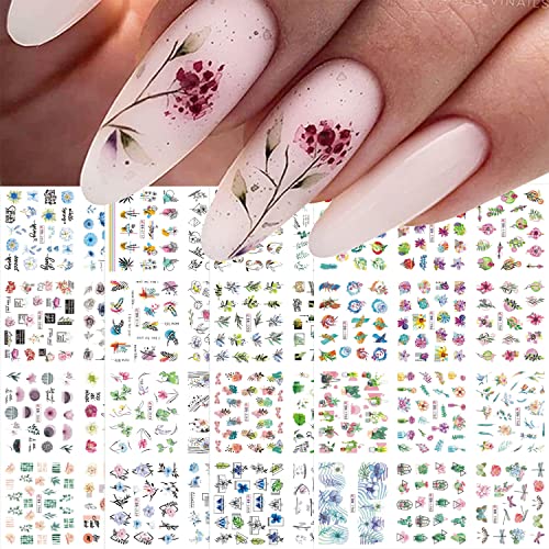 Danneasy 48 listova proljetne naljepnice za nokte cvjetne naljepnice 3D naljepnice za nokte za žene za žene Dječji prijenos vode za
