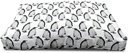 Ambsonne Penguin drvena kuća za pse, arktička hladna egzotična ptičja uzorka antarktika postavljanje zimskog izgleda Ponavljano, zatvoreni