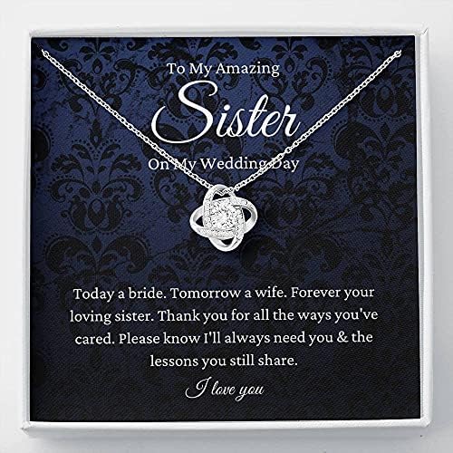 Nakit za poruke, ručno izrađena ogrlica- Personalizirani poklon ljubav čvor, sestra mladenke od sestre do sestrinske vjenčane poklon