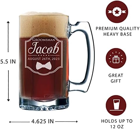 Prilagođene personalizirane čaše za mladoženjine šalice za pivo s okvirom od 12 oz