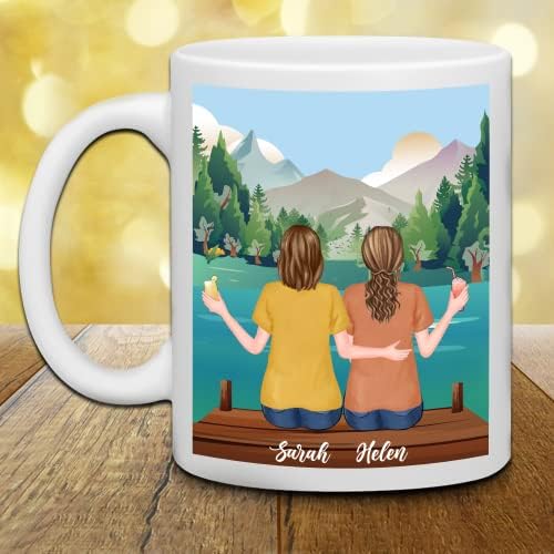 Personalizirana šalica za kavu za sestru, prilagođena sestrinoj najboljoj prijateljici s avatarima, imenima, citatima-poklon za najbolju