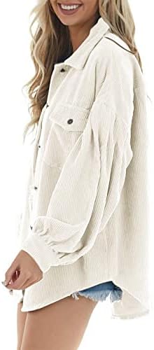 Školski zimski kaputi Žene vintage dugi rukavi otvoreni rever tople jakne s džepovima udobnost corduroy čvrsta
