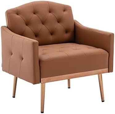 Stolica s naglaskom Od PU kože za dnevni boravak moderna jednokrevetna kauč stolica s čupavim nogama od zlatnog metala tapecirana stolica