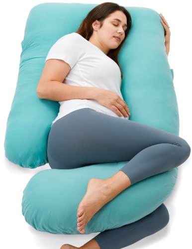 Mamcozy U oblikovani jastuci za trudnoću s pokrovom od pamuka, 57 -inčni jastuk s jastukom za majčinstvo cijelog tijela, mora imati