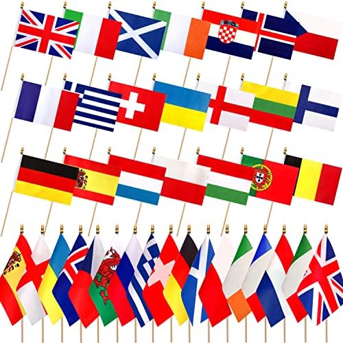 Lovevc Europe European 48 zastava postavljenih na drvenom štapu mala mini ručna zastava, 5x8 inča