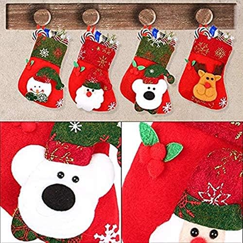 Anqing 8pcs Mini božićne čarape, 3d Xmas čarape Lik Plush Djed Mraz, Snowman, jeleni, medvjed za božićno drvce, Xmas Holiday Party