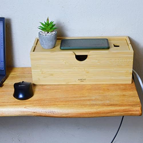 Kutija za upravljanje kabelom od bambusa napravljena od APRTAT Sakrij držač za pohranu žica za dom, stol, TV, računalo, USB Hub zdravi